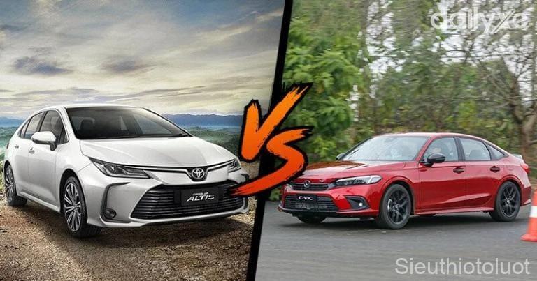 So sánh xe Honda Civic và Toyota Altis.