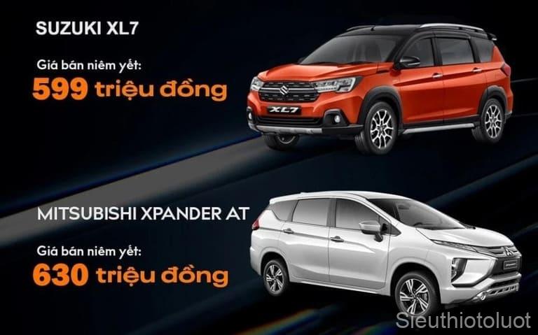 So sánh xe Mitsubishi Xpander và Suzuki XL7 về mức giá cho thấy sự chênh lệch đáng kể ở các phiên bản.