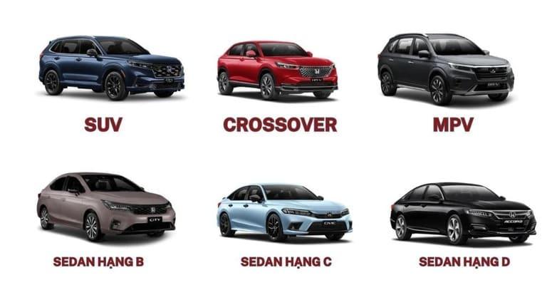 Phân khúc các hạng xe ô tô tại Việt Nam.